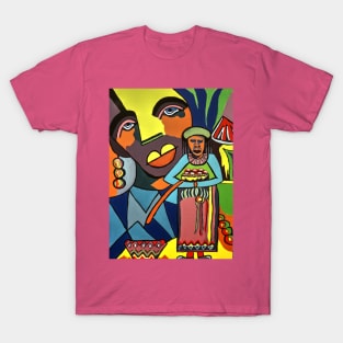 African Traditional Tribal Women Abstract Art Canvas Painting 6 T-Shirt